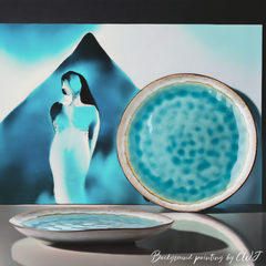 Large handmade uneven "Ice Queen" serving platter - Crafty-Clayworks