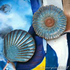 Handmade artistic "Blue Shell" plate - Crafty-Clayworks