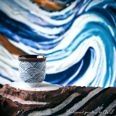 Handmade Japanese traditional "Ocean Waves - 海の波" cup - 200mL - Crafty-Clayworks