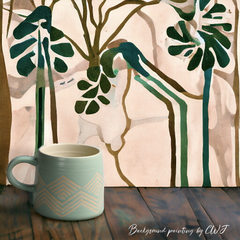 Handmade glazed "Jungle Geometry" mug - 13.5oz