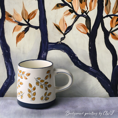 Handmade glazed "Woodland Elegance" mug - 18oz