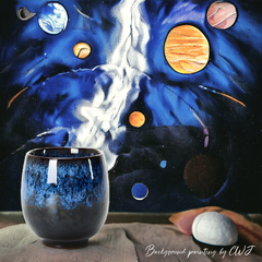 Handmade glazed "Sapphire Cosmos" cup - 6.8oz