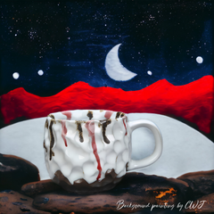 Handmade rough and glazed "Moonlight Serenade" mug - 300mL - Crafty-Clayworks