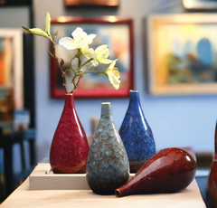 Small handmade kiln-fired "Amethyst Sunset" vase