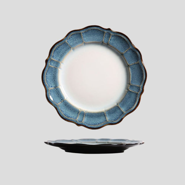 Handmade glazed artistic "Azuls Etherial Blossom" plate - Crafty-Clayworks