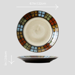 Handmade glazed artistic "Sunday Night Fever" plate - Crafty-Clayworks