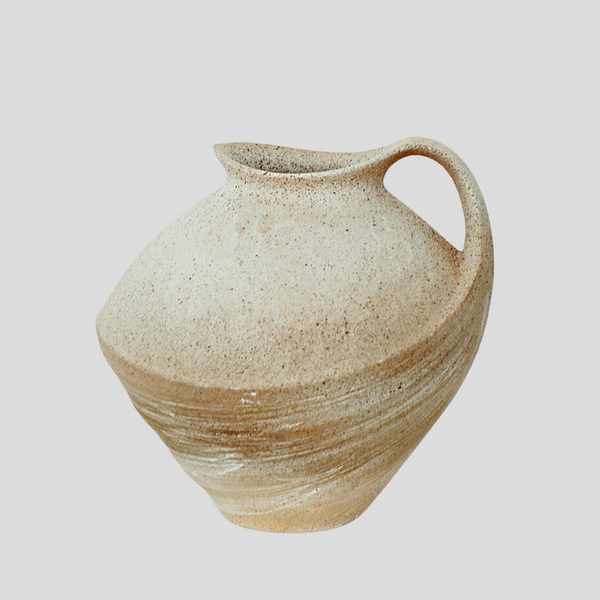 Large wide handmade masterpiece wabi-sabi style vase - beige - Crafty-Clayworks