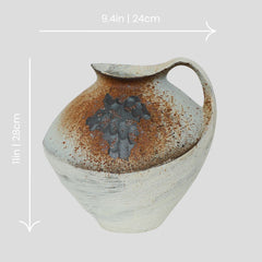 Large wide handmade masterpiece wabi-sabi style vase - white & brown - Crafty-Clayworks