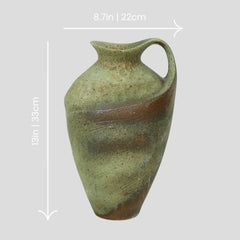 Large tall handmade masterpiece wabi-sabi style vase - green - Crafty-Clayworks