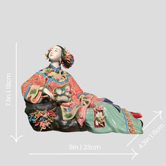 Large Japanese hand-painted woman sculpture - "Spring" - Crafty-Clayworks