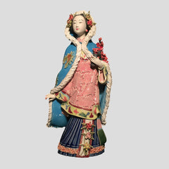 Large Japanese hand-painted woman sculpture - "Winter" - Crafty-Clayworks