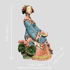 Large Japanese hand-painted woman sculpture - "Summer" - Crafty-Clayworks