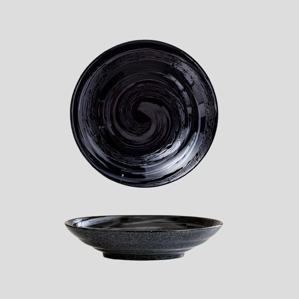 Handmade Japanese traditional "Midnight - 夜中" deep plate - Crafty-Clayworks