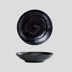 Handmade Japanese traditional "Midnight - 夜中" deep plate - Crafty-Clayworks