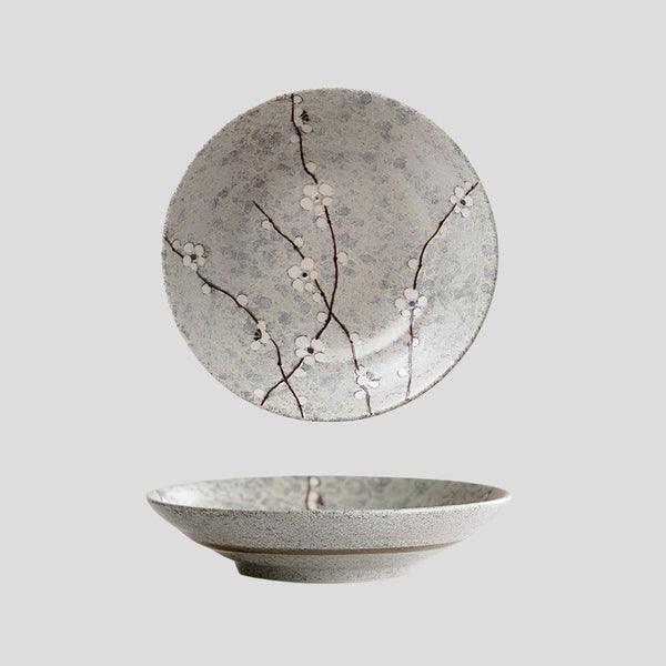 Handmade Japanese traditional "Early Spring - 春先" deep plate - Crafty-Clayworks
