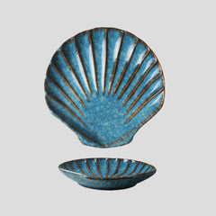 Handmade artistic "Blue Shell" plate - Crafty-Clayworks
