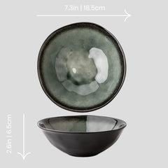 Handmade "Ice Crackle Glaze" bowl - dark green - Crafty-Clayworks