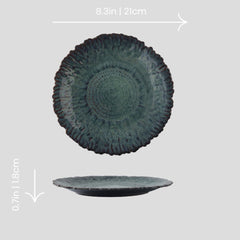 Handmade kiln-turned "Sunflower" plate - green - Crafty-Clayworks