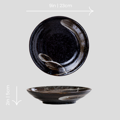 Handmade Japanese traditional "World Desolation - 世界の荒廃" deep plate - Crafty-Clayworks